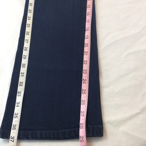 Loft Boot Cut Slim Mid-Rise Womens Jeans Size 10 Dark Wash inseam 29 Button - Picture 11 of 12